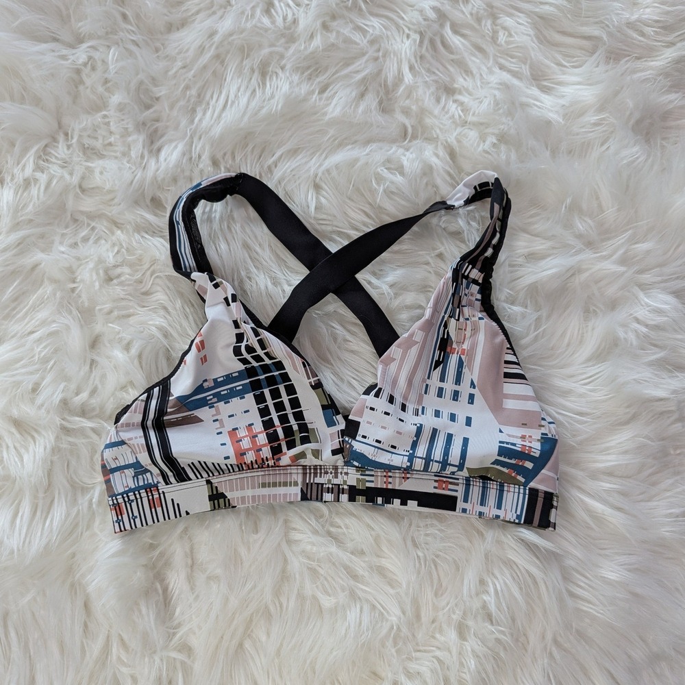 Victoria‎ Secret Sport Geometric Grid Cross Back Sports Bra Multicolor Size M